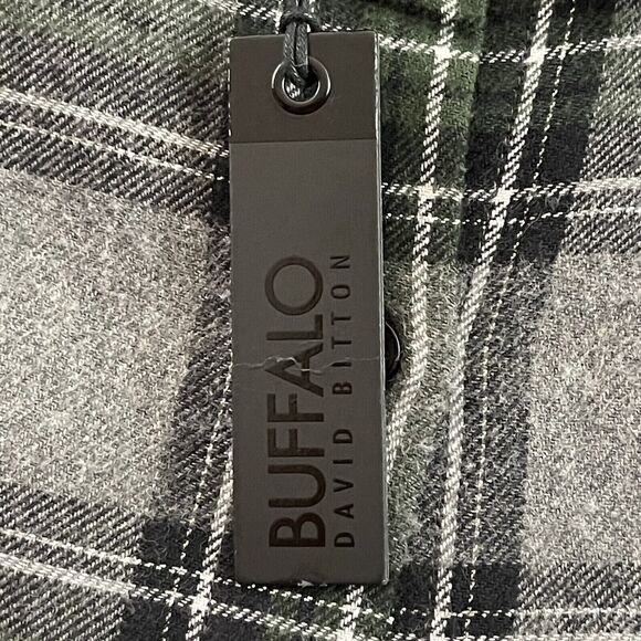 Buffalo David Bitton Shirt Womens Small Gray Green Plaid Flannel Button Up NEW - Picture 9 of 12